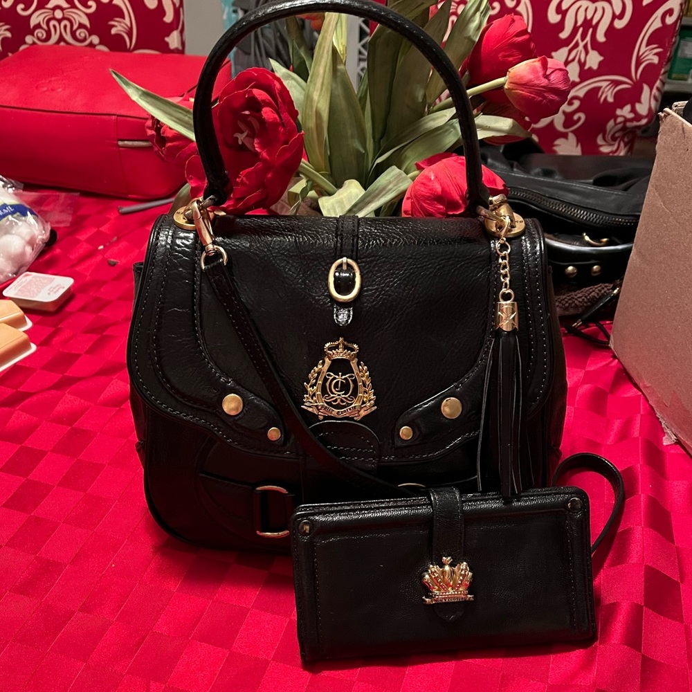 Juicy Couture Black Leather Crossbody Bag & Wallet
